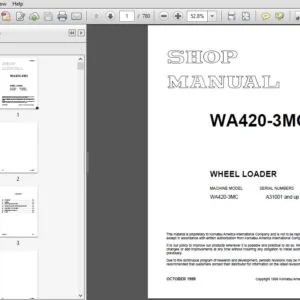 KOMATSU WA420-3MC WHEEL LOADER SERVICE REPAIR MANUAL (SN:A31001 and up) - PDF DOWNLOAD