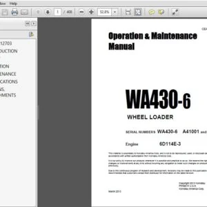 KOMATSU WA430-6 WHEEL LOADER OPERATION & MAINTENANCE MANUAL (SN:A41001 & UP) KOMATSU WA430-6 - PDF DOWNLOAD