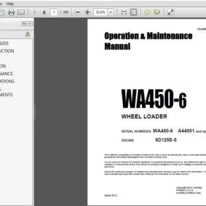 KOMATSU WA450-6 WHEEL LOADER Operation & Maintenance Manual (SN:A44001 & UP) KOMATSU WA450-6 - PDF DOWNLOAD