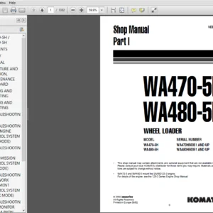 KOMATSU WA470-5H WA480-5H WHEEL LOADER SERVICE REPAIR MANUAL PART-1 MANUAL - PDF Download