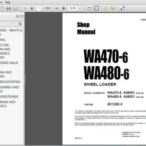 KOMATSU WA470-6 WA480-6 WHEEL LOADER SERVICE REPAIR MANUAL (CEBM023002) KOMATSU WA470 6 - PDF DOWNLOAD