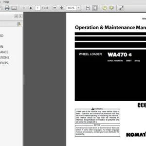 KOMATSU WA470-6 WHEEL LOADER OPERATION & MAINTENANCE MANUAL (SN:90001 & UP) KOMATSU WA470-6 - PDF DOWNLOAD
