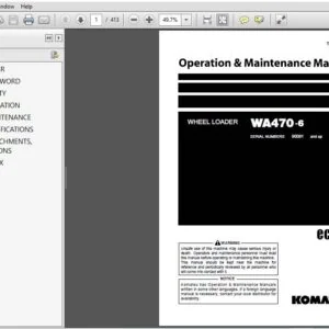 KOMATSU WA470-6 WHEEL LOADER OPERATION & MAINTENANCE MANUAL (SN:90091 & UP) KOMATSU WA470-6 - PDF DOWNLOAD