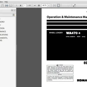 KOMATSU WA470-6 WHEEL LOADER OPERATION & MAINTENANCE MANUAL (SN:90234 & UP) KOMATSU WA470-6 - PDF DOWNLOAD