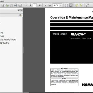 KOMATSU WA470-7 WHEEL LOADER OPERATION & MAINTENANCE MANUAL (SN:10001 & UP) KOMATSU WA470-7