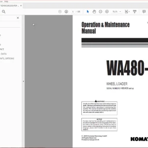 KOMATSU WA480-5H WHEEL LOADER Operation & Maintenance Manual (SN:H60409 and up) KOMATSU WA480 5H - PDF DOWNLOAD