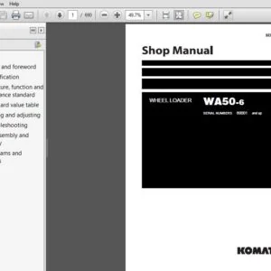 KOMATSU WA50-6 WHEEL LOADER SERVICE REPAIR MANUAL (SN:60001 & UP) - PDF DOWNLOAD