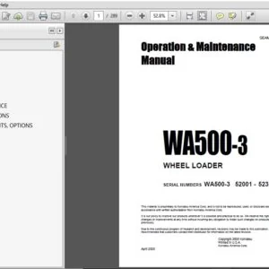 KOMATSU WA500-3 WHEEL LOADER Operation & Maintenance Manual (SN:WA500-3 52001 - 52379) KOMATSU WA500-3 - PDF DOWNLOAD