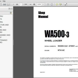 KOMATSU WA500-3 WHEEL LOADER SERVICE REPAIR MANUAL (SN:A70001 and up) KOMATSU WA500-3 - PDF DOWNLOAD