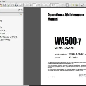 KOMATSU WA500-7 WHEEL LOADER Operation & Maintenance Manual (SNA94001 and up) KOMATSU WA500-7 - PDF DOWNLOAD