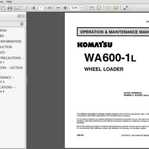 KOMATSU WA600-1L WHEEL LOADER OPERATION & MAINTENANCE MANUAL (SN:WA600-1 L Al 0391 and up) KOMATSU WA600-1L - PDF DOWNLOAD