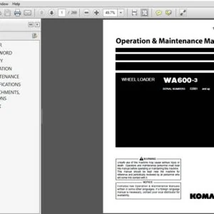 KOMATSU WA600-3 WHEEL LOADER OPERATION & MAINTENANCE MANUAL (SN:52001 & UP) KOMATSU WA600-3 - PDF DOWNLOAD