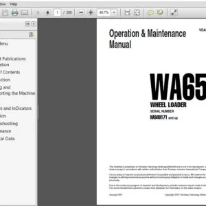 KOMATSU WA65-3 WHEEL LOADER OPERATION & MAINTENANCE MANUAL (SN:HA940171) KOMATSU WA65-3 - PDF DOWNLOAD