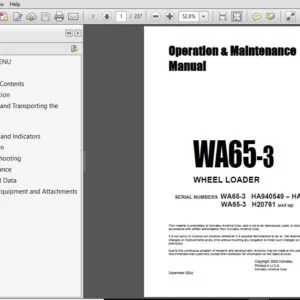 KOMATSU WA65-3 WHEEL LOADER Operation & Maintenance Manual (VEAM940600) KOMATSU WA65 3 - PDF DOWNLOAD
