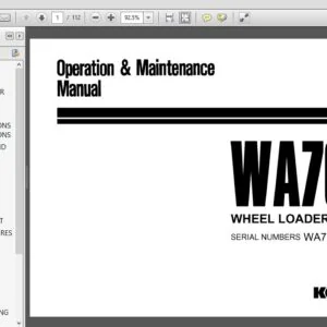 KOMATSU WA70-1 WHEEL LOADER OPERATION & MAINTENANCE MANUAL (SN:12001 & UP) KOMATSU WA70-1 - PDF DOWNLOAD