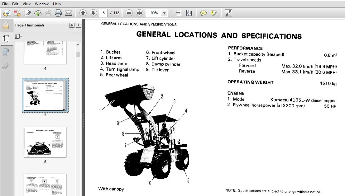 KOMATSU WA70-1 WHEEL LOADER OPERATION & MAINTENANCE MANUAL (SN:12001 & UP) KOMATSU WA70-1 - PDF DOWNLOAD - Image 2