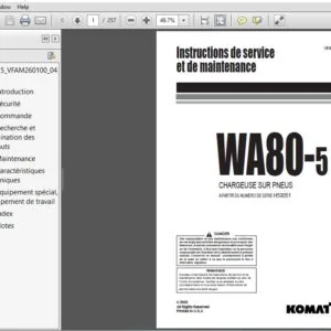 KOMATSU WA80-5 CHARGEUSE SUR PNEUS Instructions de service et de maintenance NUMERO DE SERIE H50051 (FRENCH) - PDF DOWNLOAD