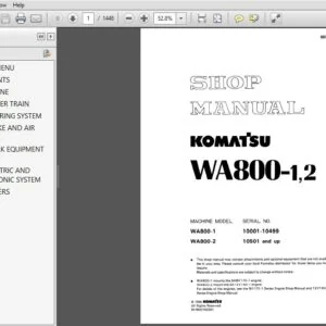KOMATSU WA800-1,2 SERVICE REPAIR MANUAL - PDF DOWNLOAD