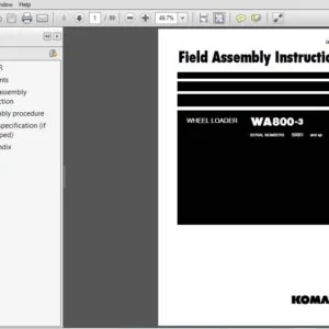 KOMATSU WA800-3 WHEEL LOADER Field Assembly Instruction MANUAL (SN:50001 & UP) KOMATSU WA800-3 - PDF DOWNLOAD