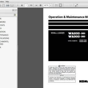 KOMATSU WA800-3E0 WA900-3E0 WHEEL LOADER OPERATION & MAINTENANCE MANUAL (TEN00162-03) - PDF DOWNLOAD