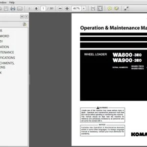 KOMATSU WA800-3E0 WA900-3E0 WHEEL LOADER OPERATION & MAINTENANCE MANUAL (TEN00300-02) - PDF DOWNLOAD
