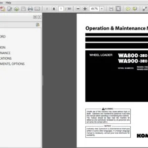 KOMATSU WA800-3E0 WA900-3E0 WHEEL LOADER OPERATION & MAINTENANCE MANUAL (TEN00373-01) - PDF DOWNLOAD