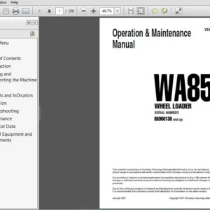 KOMATSU WA85-3 WHEEL LOADER OPERATION & MAINTENANCE MANUAL (SN:HA960130 & up) KOMATSU WA85-3 - PDF DOWNLOAD