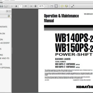 KOMATSU WB140PS-2 WB150PS-2 POWER-SHIFT BACKHOE LOADER OPERATION & MAINTENANCE MANUAL - PDF DOWNLOAD