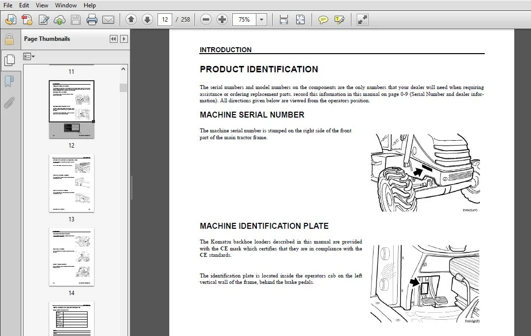 KOMATSU WB140PS-2N WB150PS-2N BACKHOE LOADER Operation & Maintenance Manual (CEAM010800) - PDF DOWNLOAD - Image 3