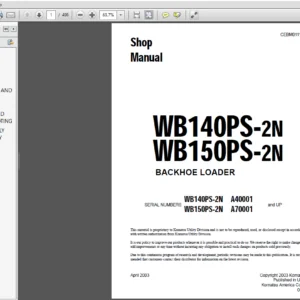 KOMATSU WB140PS-2N WB150PS-2N BACKHOE LOADER SERVICE REPAIR MANUAL - PDF Download