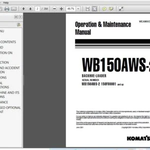 KOMATSU WB150AWS-2 BACKHOE LOADER Operation & Maintenance Manual (SN:WB150AWS-2 150F80001 and up) - PDF DOWNLOAD