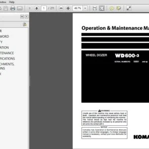 KOMATSU WD600-3 WHEEL DOZER OPERATION & MAINTENANCE MANUAL (SN:50001 & UP) KOMATSU WD600-3 - PDF DOWNLOAD