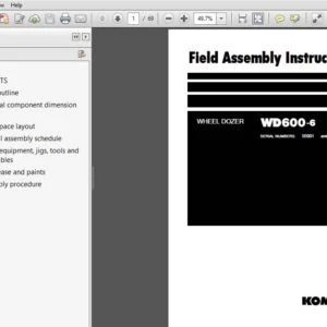 KOMATSU WD600-6 WHEEL DOZER FIELD ASSEMBLY INSTRUCTION MANUAL (SN:55001 & UP) - PDF DOWNLOAD