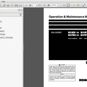 KOMATUS D31EX -22 D31PX -22 D37EX-22 D37PX-22 BULLDOZER OPERATION & MAINTENANCE MANUAL (SN:60541 & UP) - PDF DOWNLOAD