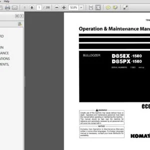 KOMATUS D85EX-15E0 D85PX-15E0 BULLDOZER OPERATION & MAINTENACE MANUAL (SN:11601 & UP) - PDF DOWNLOAD