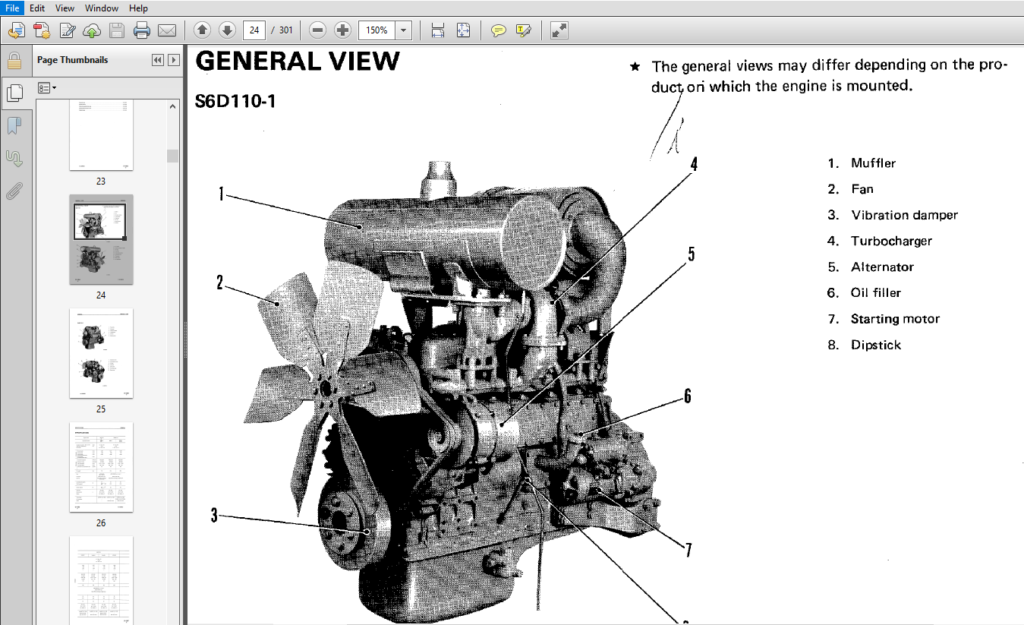 Komatsu 110 Series Diesel Engine Shop Manual 10001 and up - PDF