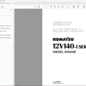 Komatsu 12V140-1 Series Diesel Engine Shop Manual - PDF DOWNLOAD