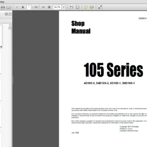 Komatsu 4D105-3, S4D105-3, 6D105-1, S6D105-1, 105 Series Diesel Engine Shop Manual SEBE6130A04 - PDF DOWNLOAD