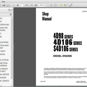 Komatsu 4D98, 4D106, S4D106 Series Diesel Engine Shop Manual  - PDF DOWNLOAD
