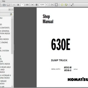 Komatsu 630E Dump Truck Shop Manual SN AFE42-M, AFE46-U and up - PDF DOWNLOAD