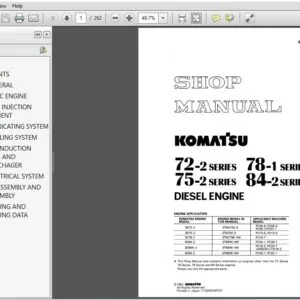 Komatsu 72-2, 75-2, 78-1, 84-2 Series Diesel Engine Shop Manual - PDF DOWNLOAD