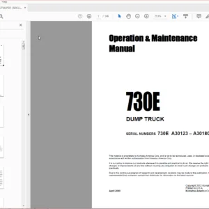 Komatsu 730E Dump Truck Operation & Maintenance Manual SN A30123 -   A30180 - PDF DOWNLOAD