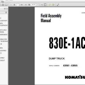 Komatsu 830E-1AC DUMP TRUCK Field Assembly Manual - PDF Download
