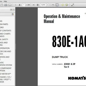 Komatsu 830E 1AC Dump Truck Operation & Maintenance Manual SN A30461 & up Tier II - PDF DOWNLOAD