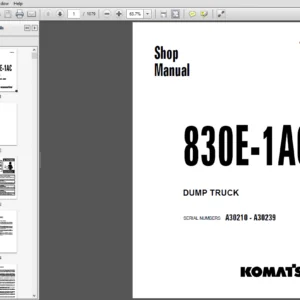 Komatsu 830E-1AC Dump Truck Shop Manual A30210-A30239 - PDF DOWNLOAD