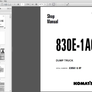 Komatsu 830E-1AC Dump Truck Shop Manual A30561 & up - PDF DOWNLOAD