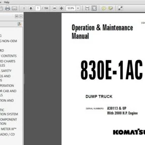 Komatsu 830E-1Ac Dump Truck Operation & Maintenance Manual SN A30113 & Up - PDF DOWNLOAD