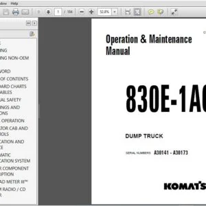 Komatsu 830E-1Ac Dump Truck Operation & Maintenance Manual SN A30141 - A30173 - PDF DOWNLOAD
