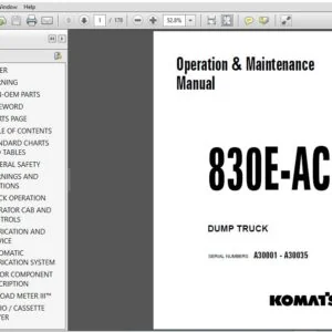 Komatsu 830E-Ac Dump Truck Operation & Maintenance Manual SN A30001 - A30035 - PDF DOWNLOAD
