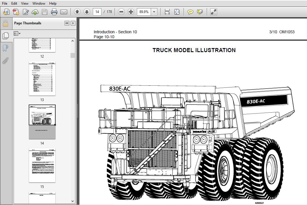 Komatsu 830E-Ac Dump Truck Operation & Maintenance Manual SN A30036